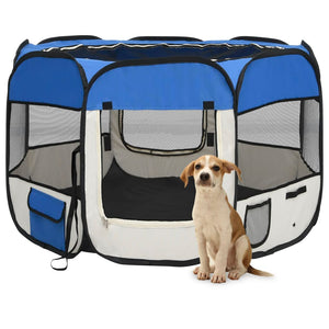 Box per Cani Pieghevole con Borsa Trasporto Blu 90x90x58 cm cod mxl 53515