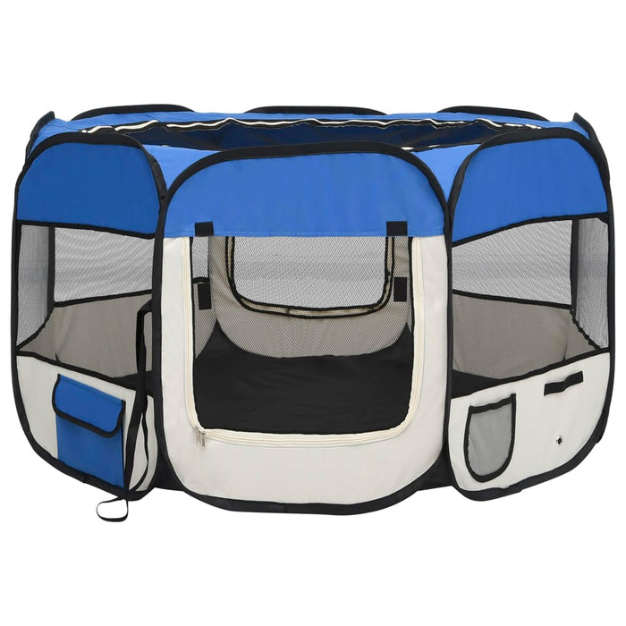 Box per Cani Pieghevole con Borsa Trasporto Blu 110x110x58 cm cod mxl 51991