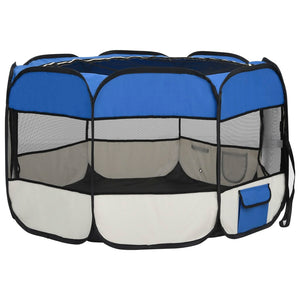 Box per Cani Pieghevole con Borsa Trasporto Blu 110x110x58 cm cod mxl 51991