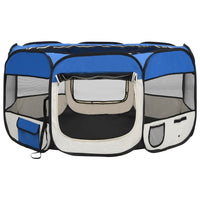 Box per Cani Pieghevole con Borsa Trasporto Blu 125x125x61 cm cod mxl 53384