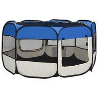 Box per Cani Pieghevole con Borsa Trasporto Blu 125x125x61 cm cod mxl 53384