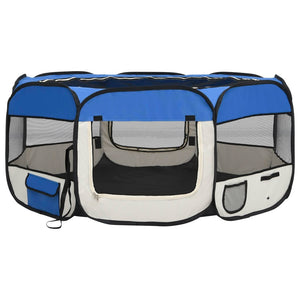 Box per Cani Pieghevole con Borsa Trasporto Blu 145x145x61 cm cod mxl 45524