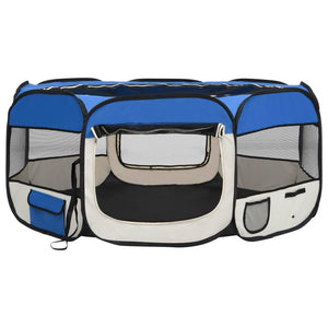 Box per Cani Pieghevole con Borsa Trasporto Blu 145x145x61 cm cod mxl 45524