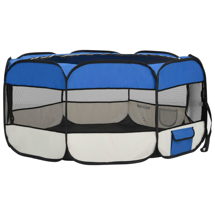 Box per Cani Pieghevole con Borsa Trasporto Blu 145x145x61 cm cod mxl 45524