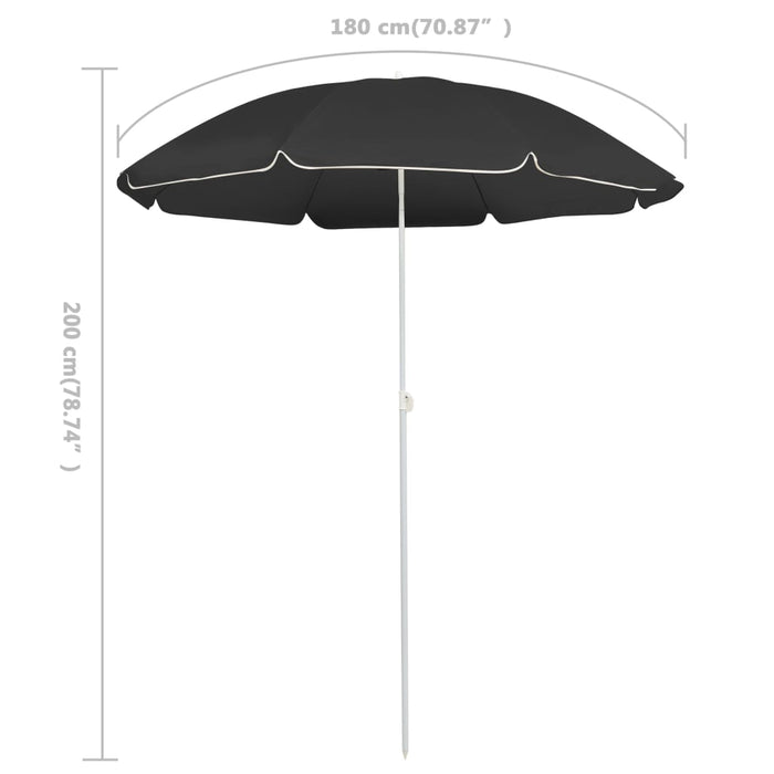 Ombrellone da Esterni con Palo in Acciaio 180 cm Antracite 315539