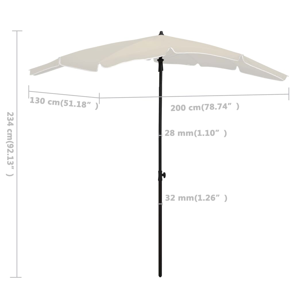 Ombrellone da Giardino con Palo 200x130 cm Sabbia 315551