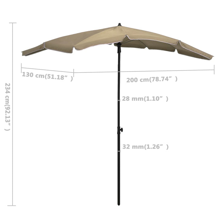 Ombrellone da Giardino con Palo 200x130 cm Grigio Talpa cod mxl 22947