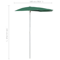 Ombrellone Semicircolare da Giardino con Palo 180x90 cm Verde 315560