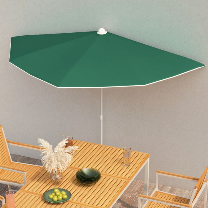 Ombrellone Semicircolare da Giardino con Palo 180x90 cm Verde 315560