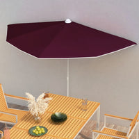 Ombrellone Semicircolare da Giardino con Palo 180x90 cm Bordò 315563