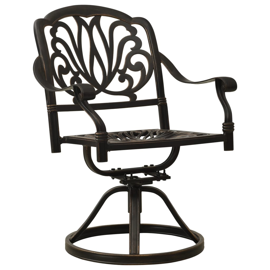 Sedie da Giardino Girevoli 2 pz in Alluminio Pressofuso Bronzo 315576