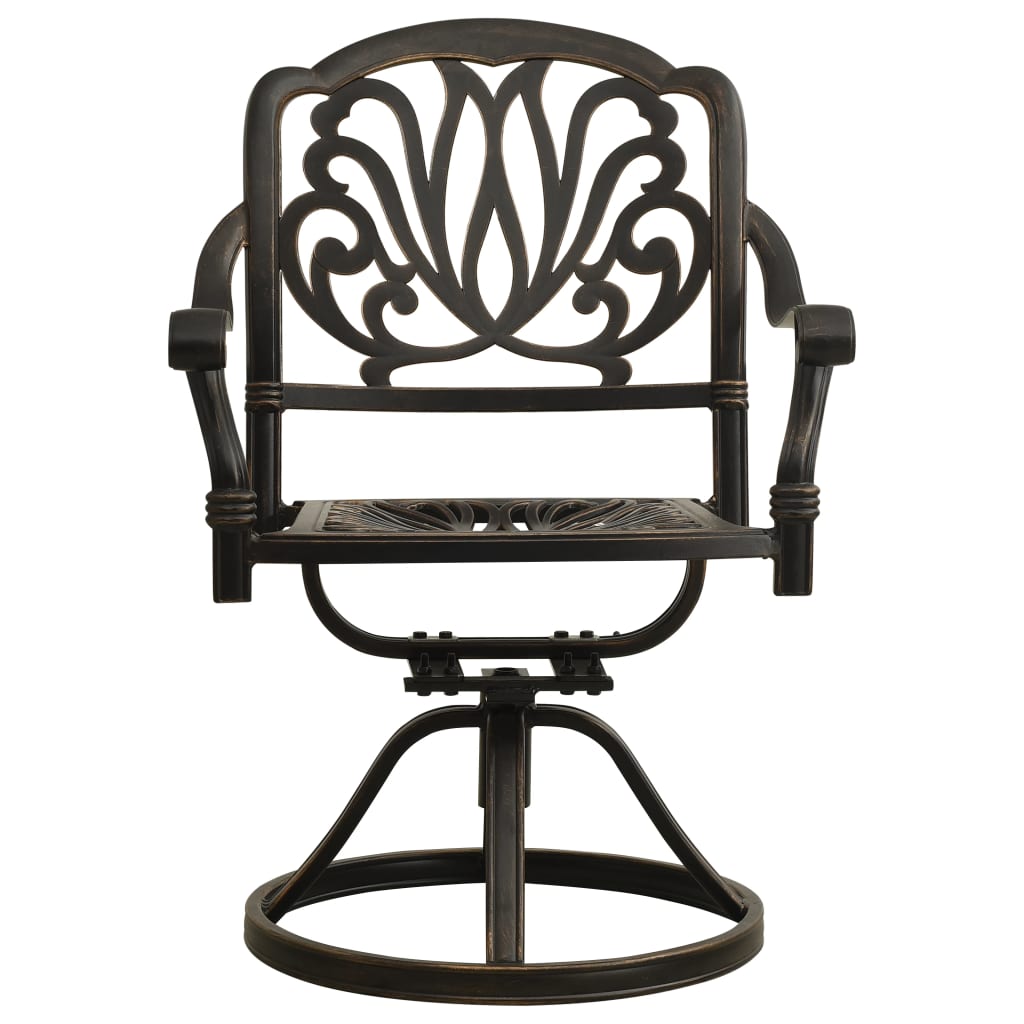 Sedie da Giardino Girevoli 2 pz in Alluminio Pressofuso Bronzo 315576