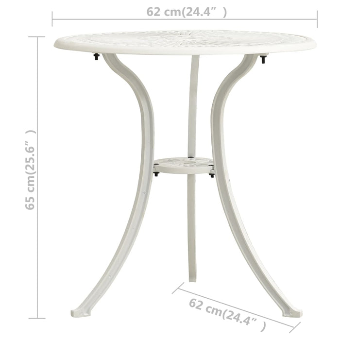 Tavolo da Giardino Bianco 62x62x65 cm in Alluminio Pressofuso cod mxl 34234