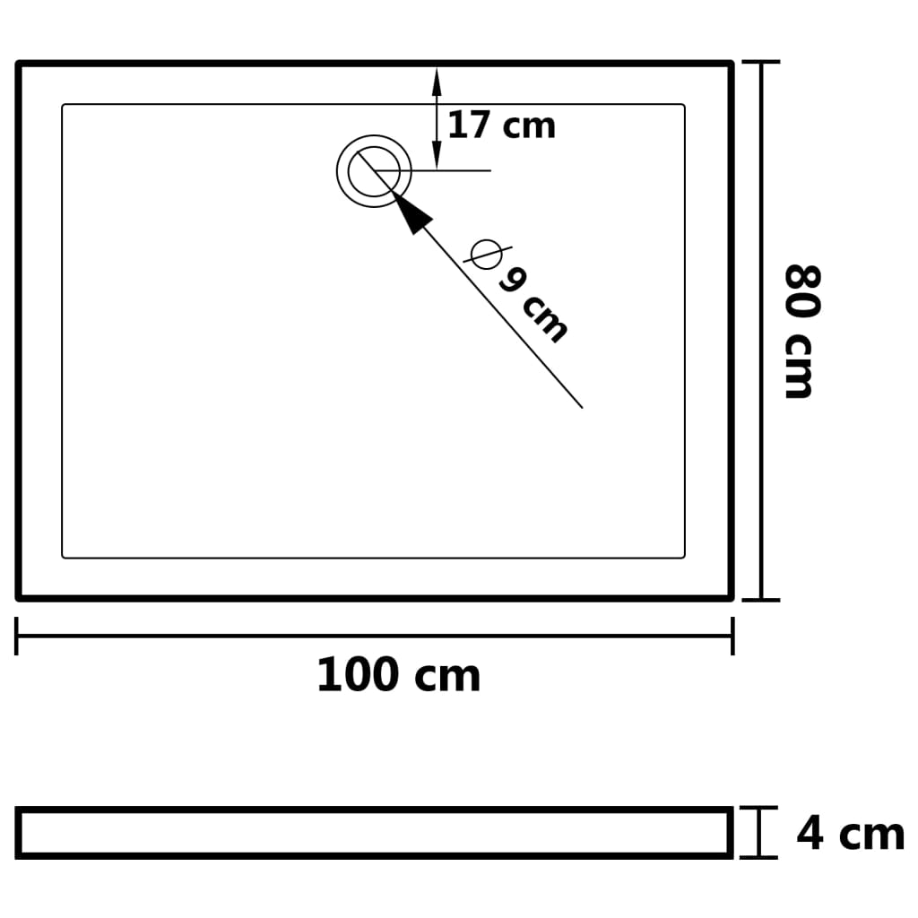 Piatto Doccia con Superficie Puntinata Bianco 80x100x4cm in ABS 148897