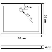 Piatto Doccia in ABS Rettangolare 70x90 cm