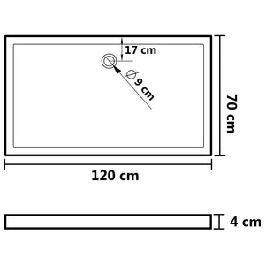 Piatto Doccia in ABS Rettangolare Nero 70x120 cm