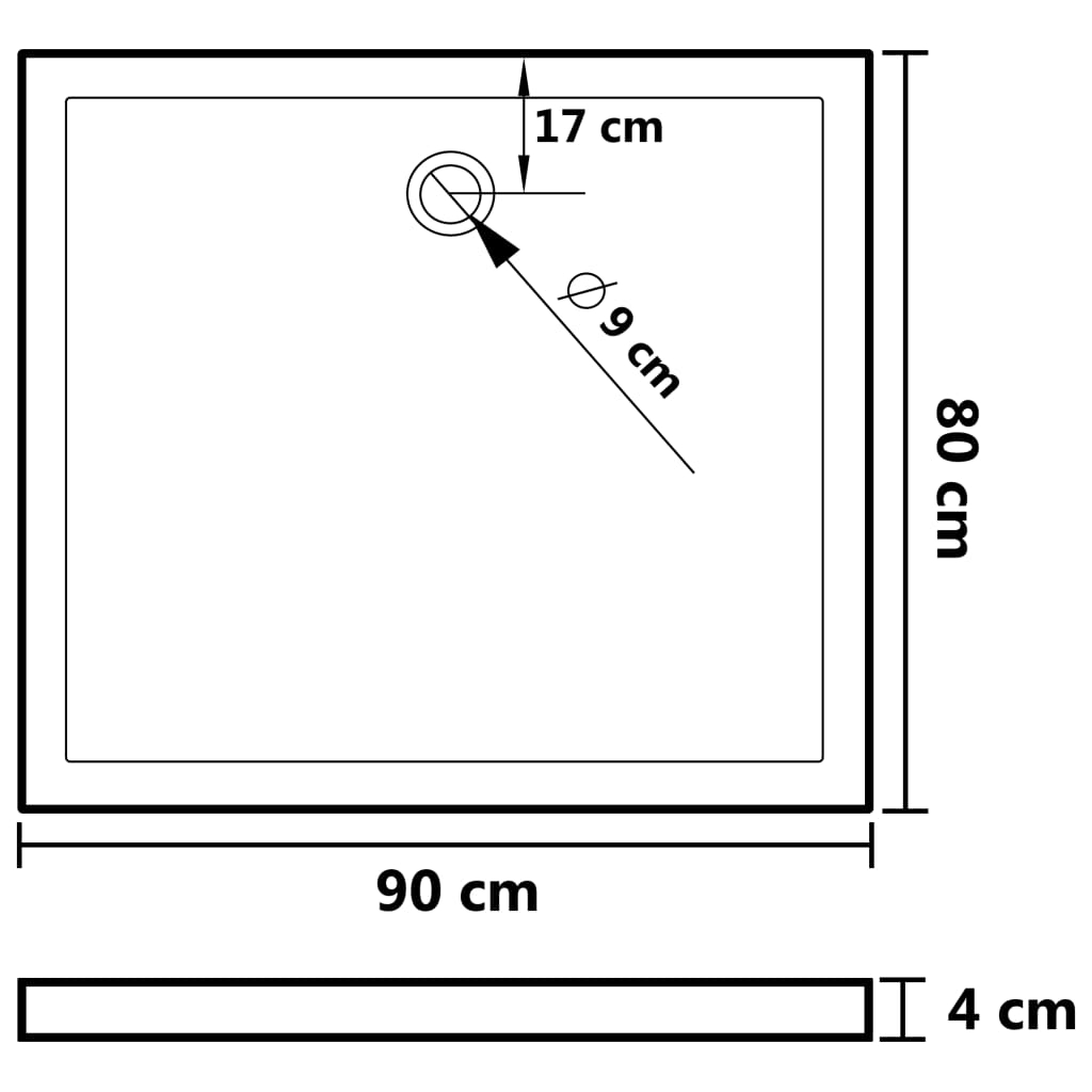 Piatto Doccia in ABS Rettangolare Nero 80x90 cm cod mxl 14998