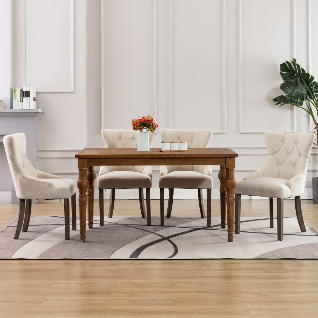 Sedie da Pranzo 4 pz Beige in Tessuto 3058303