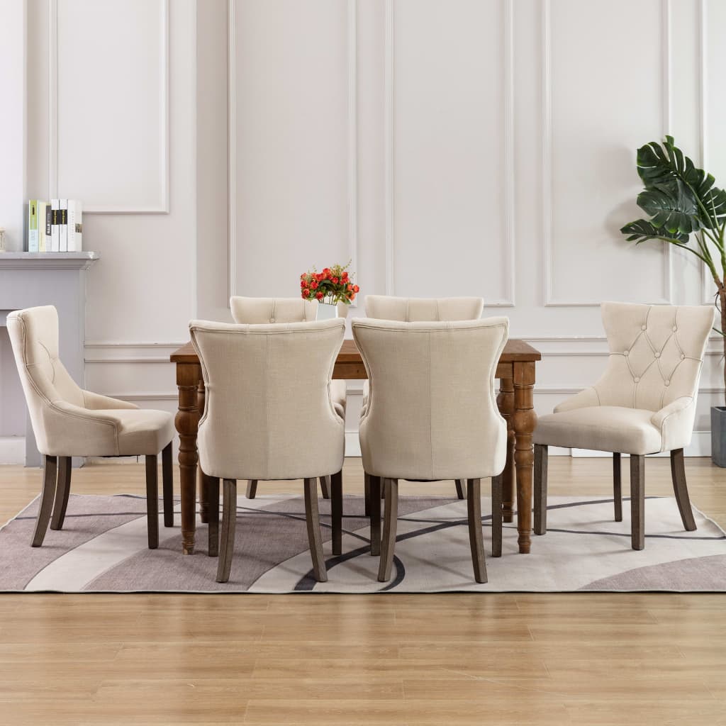 Sedie da Pranzo 6 pz Beige in Tessuto 3058307