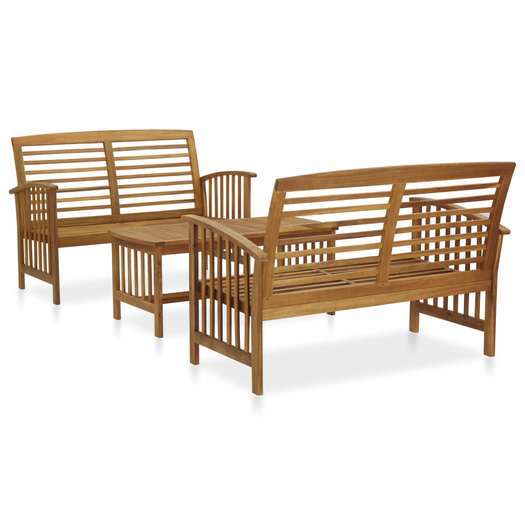 Set Divani da Giardino 3 pz in Legno Massello di Acacia cod mxl 43181