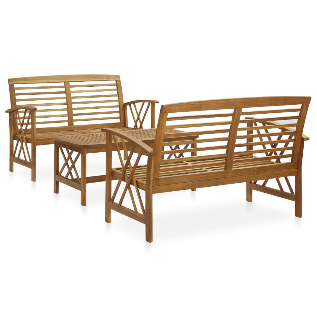 Set Divani da Giardino 3 pz in Legno Massello di Acacia cod mxl 45053