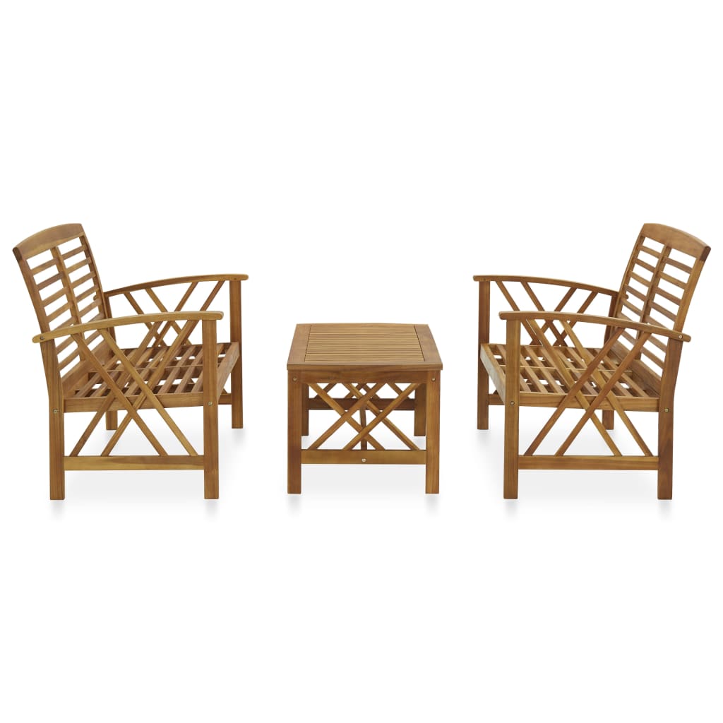 Set Divani da Giardino 3 pz in Legno Massello di Acacia cod mxl 45053