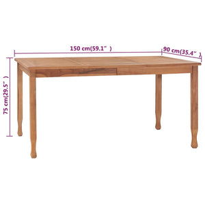 Tavolo da Pranzo da Giardino 150x90x75 cm in Massello di Teak 315465