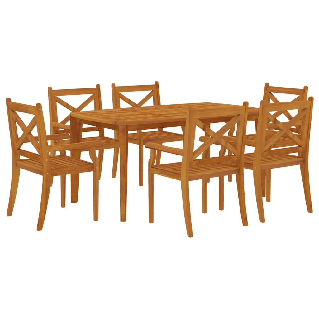 Set da Pranzo per Giardino 7 pz in Legno Massello di Acacia cod mxl 35563