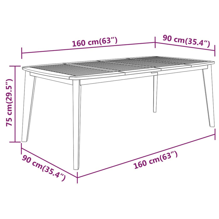 Set da Pranzo per Giardino 7 pz in Legno Massello di Acacia cod mxl 35563