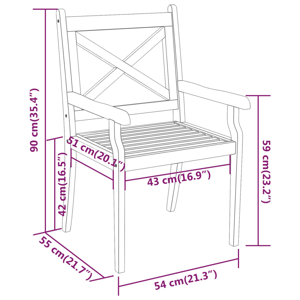 Set da Pranzo per Giardino 7 pz in Legno Massello di Acacia cod mxl 35563