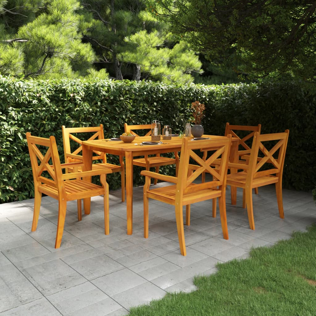 Set da Pranzo per Giardino 7 pz in Legno Massello di Acacia cod mxl 35563