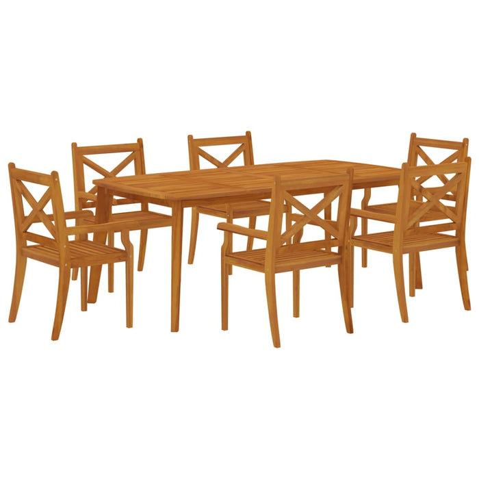 Set da Pranzo per Giardino 7 pz in Legno Massello di Acacia