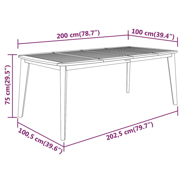 Set da Pranzo per Giardino 7 pz in Legno Massello di Acacia