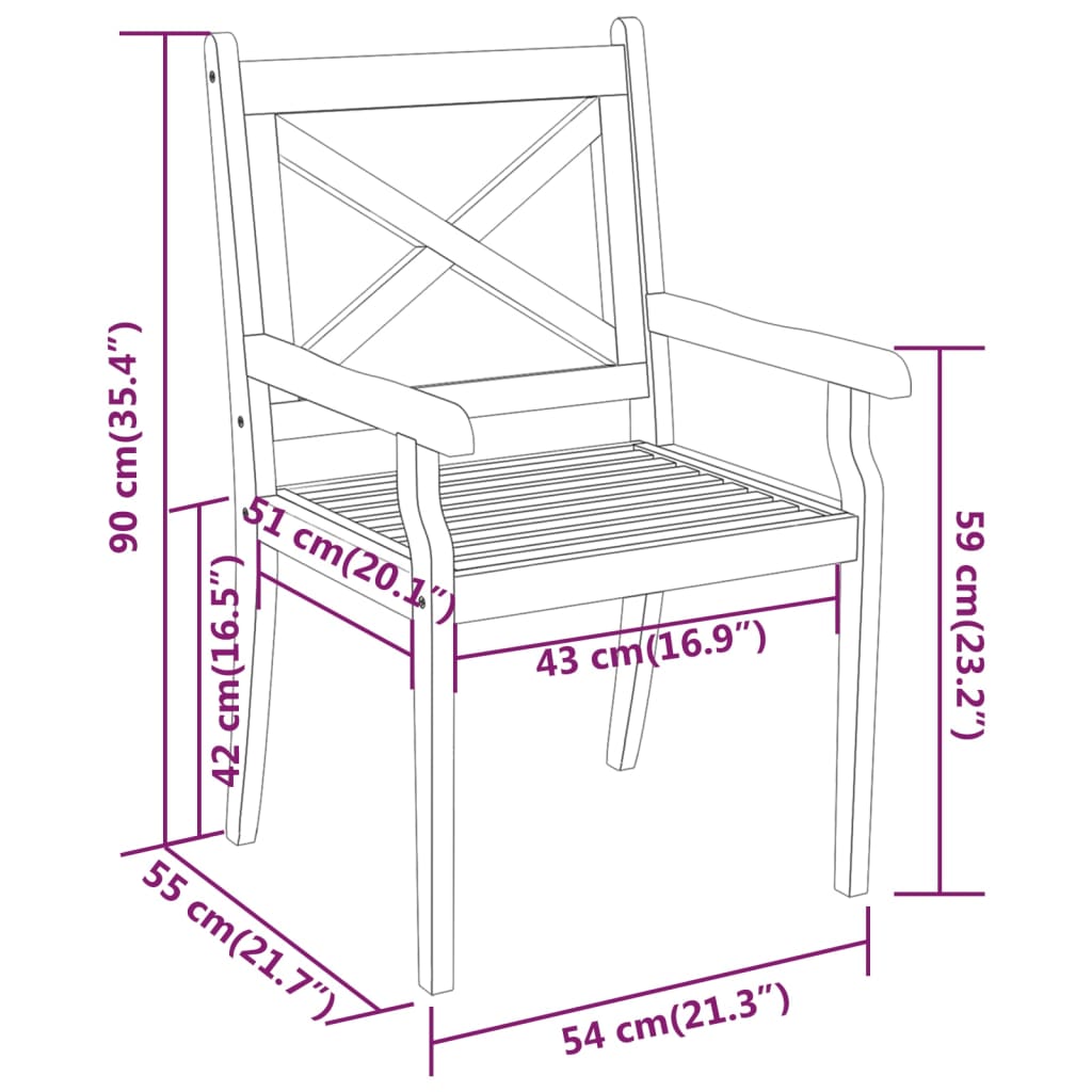 Set da Pranzo per Giardino 7 pz in Legno Massello di Acacia