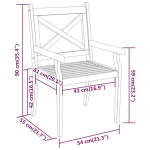 Set da Pranzo per Giardino 7 pz in Legno Massello di Acacia