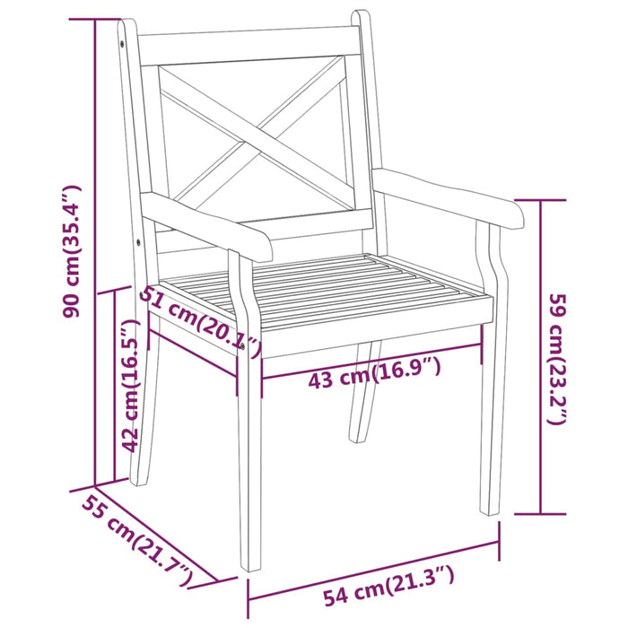 Set da Pranzo per Giardino 7 pz in Legno Massello di Acacia cod mxl 35619