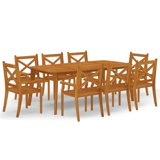 Set da Pranzo per Giardino 9 pz in Legno Massello di Acacia cod mxl 35618