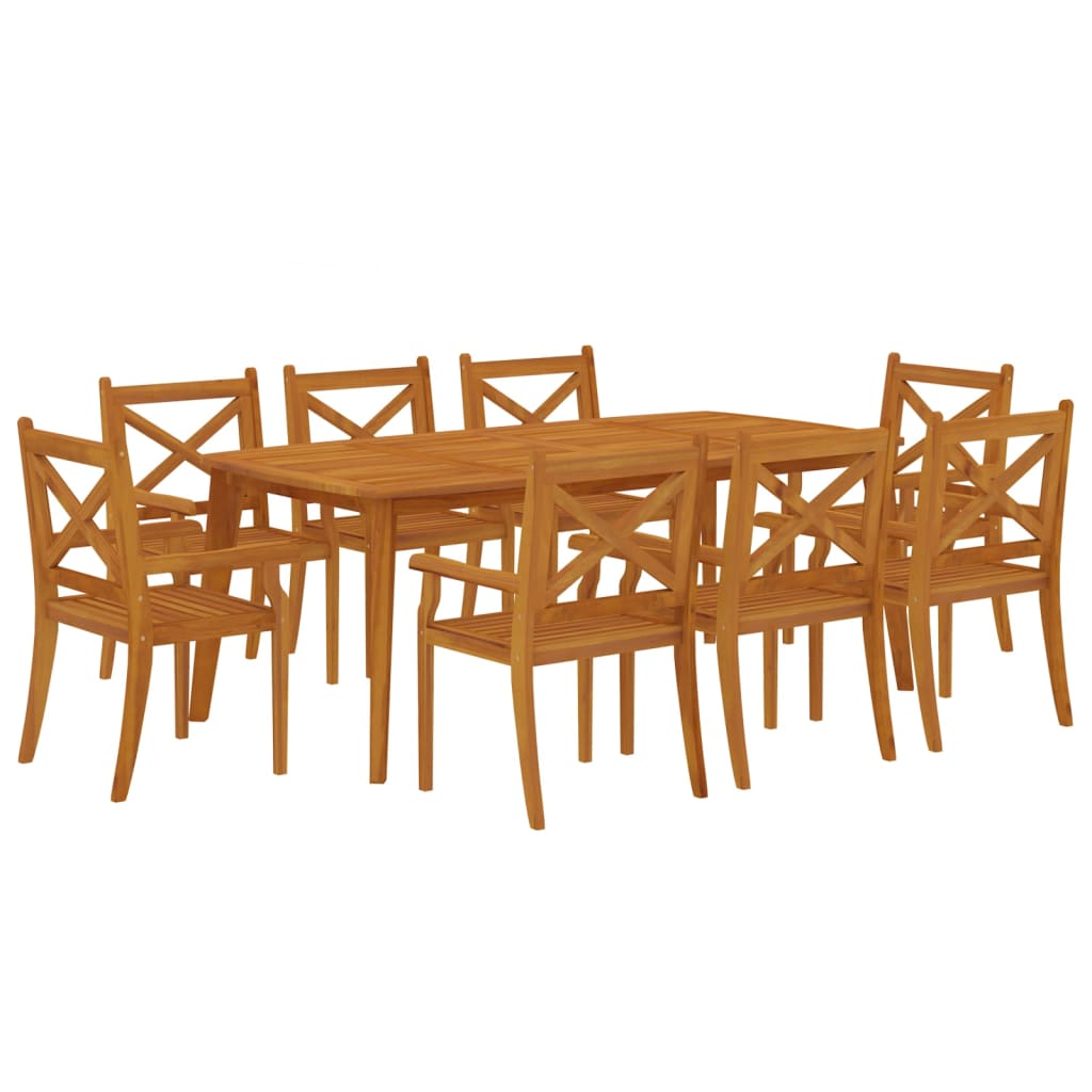 Set da Pranzo per Giardino 9 pz in Legno Massello di Acacia cod mxl 35618