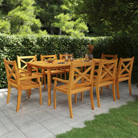 Set da Pranzo per Giardino 9 pz in Legno Massello di Acacia cod mxl 35618