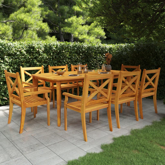 Set da Pranzo per Giardino 9 pz in Legno Massello di Acacia cod mxl 35618