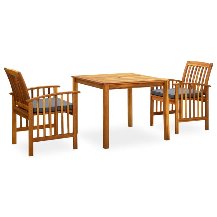 Set da Pranzo da Giardino 3 pz con Cuscini Massello di Acacia 3058084