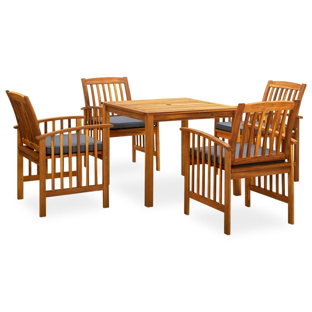 Set da Pranzo da Giardino 5 pz con Cuscini Massello di Acacia cod mxl 37861