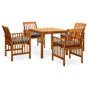 Set da Pranzo da Giardino 5 pz con Cuscini Massello di Acacia cod mxl 37861