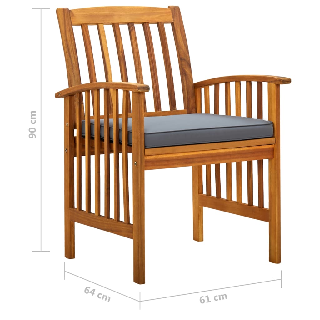 Set da Pranzo da Giardino 5 pz con Cuscini Massello di Acacia cod mxl 37861