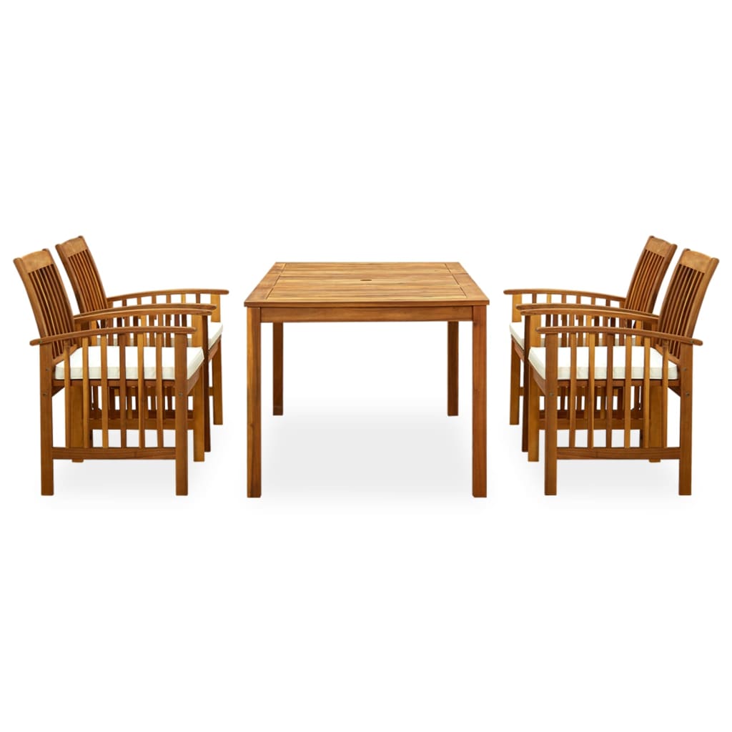 Set da Pranzo da Giardino 5 pz con Cuscini Massello di Acacia 3058086