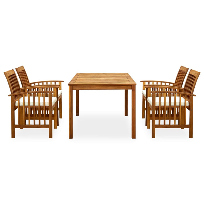 Set da Pranzo da Giardino 5 pz con Cuscini Massello di Acacia 3058086