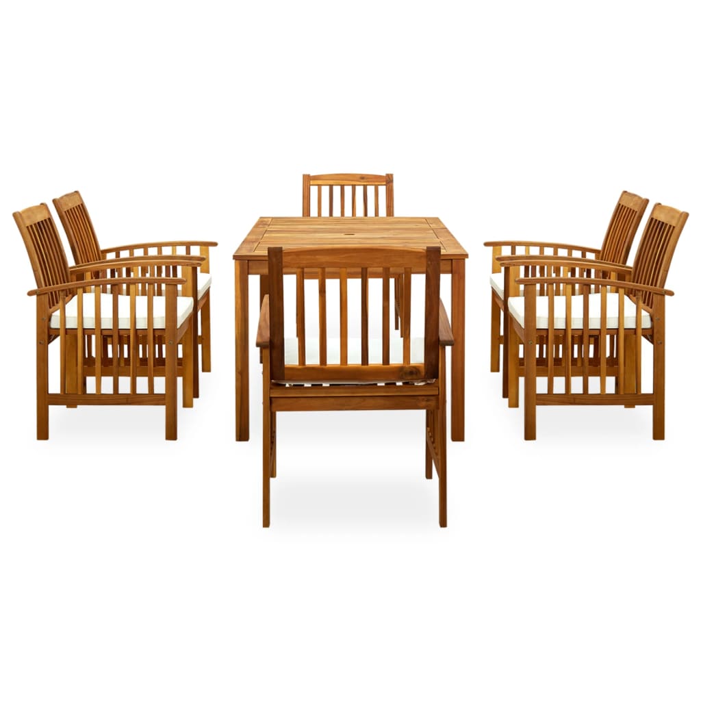 Set da Pranzo da Giardino 7 pz con Cuscini Massello di Acacia cod mxl 43042