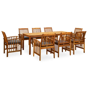 Set da Pranzo da Giardino 9 pz con Cuscini Massello di Acacia 3058093