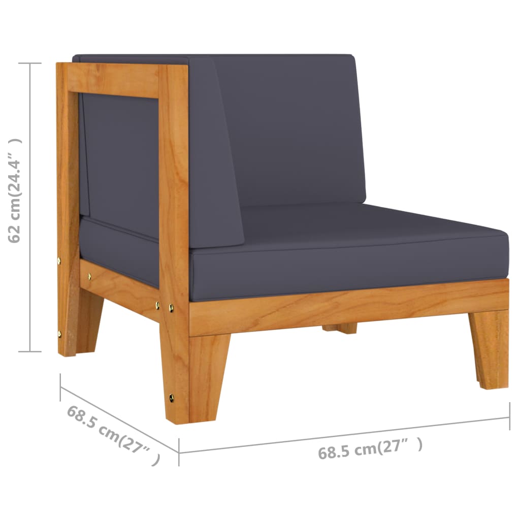 Divano a 2 Posti con Cuscini Grigio Scuro in Massello di Acacia cod mxl 37165