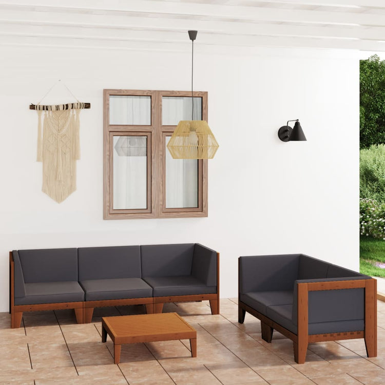 Set Divani da Giardino 6 pz con Cuscini in Massello di Acacia cod mxl 42194